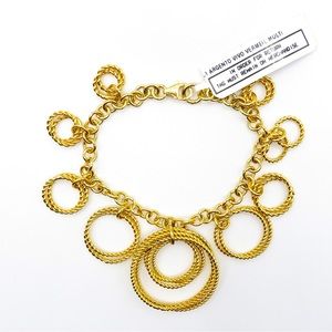 Gold over sterling silver Argento Vivo circle charm bracelet 6 & 3/4”